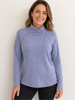 Apana Pullover Top Womens S Purple Heather Mock Neck Athleisure Yoga Hiking